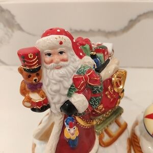 Christoper Radko Santa Claus Figurine with Sleigh Salt And Pepper Shakers